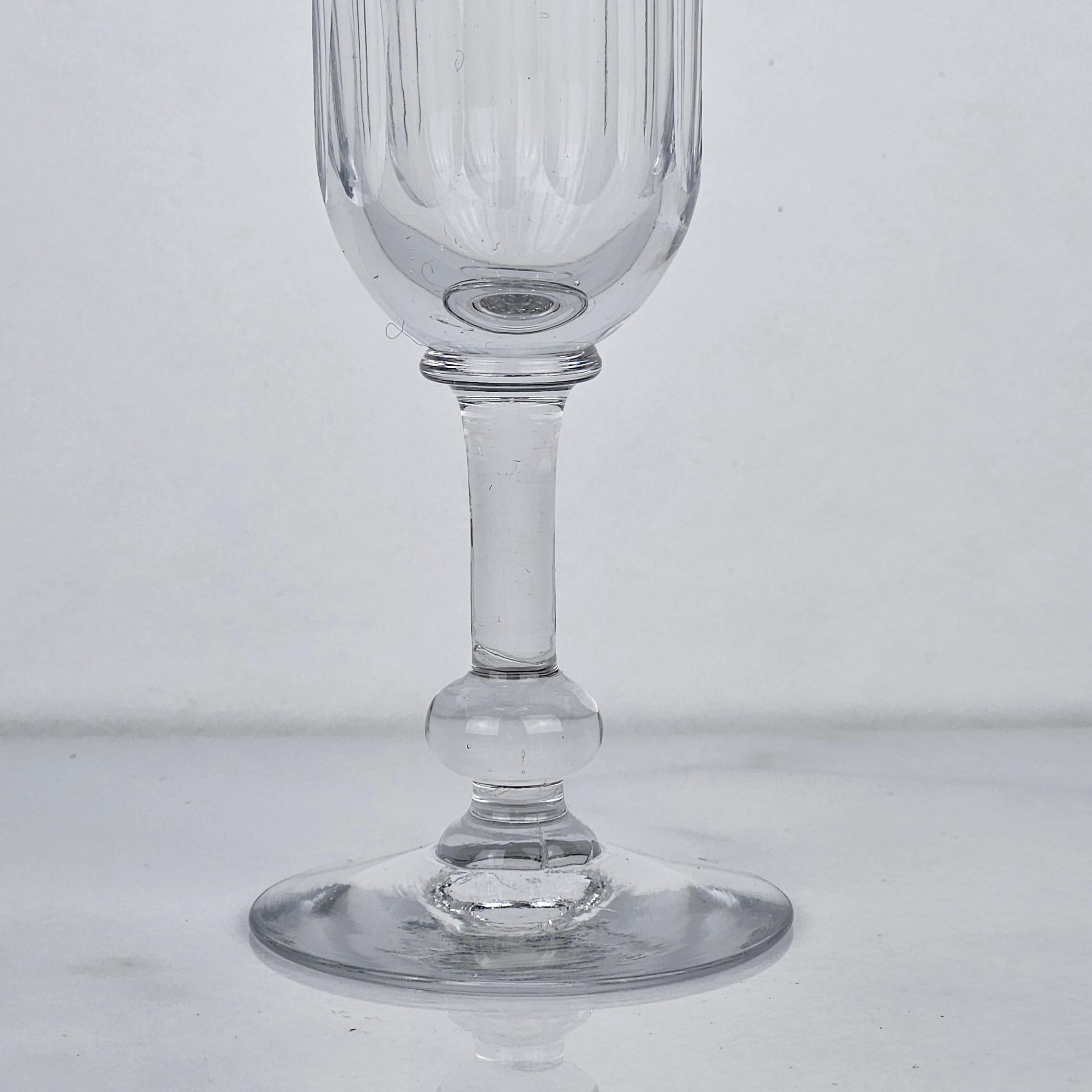 Juego de seis copas francesas de champán en vidrio, ca. 1880 en Bueno estado para la venta en Oud Beijerland, NL