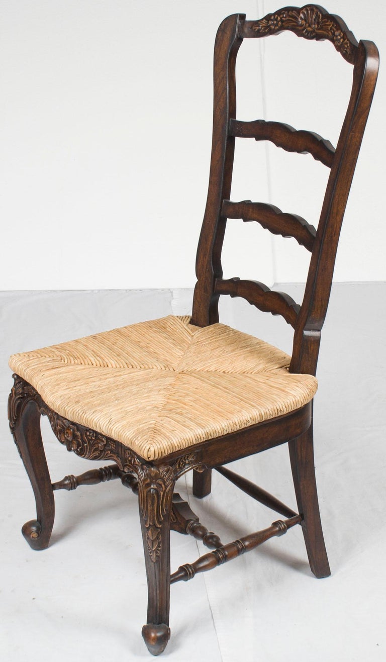 Set Of Six French Country Style Ladder Back Carved Dining Room Set Of Six French Country Style Ladder Back Carved Dining Room Chairs In New Condition For