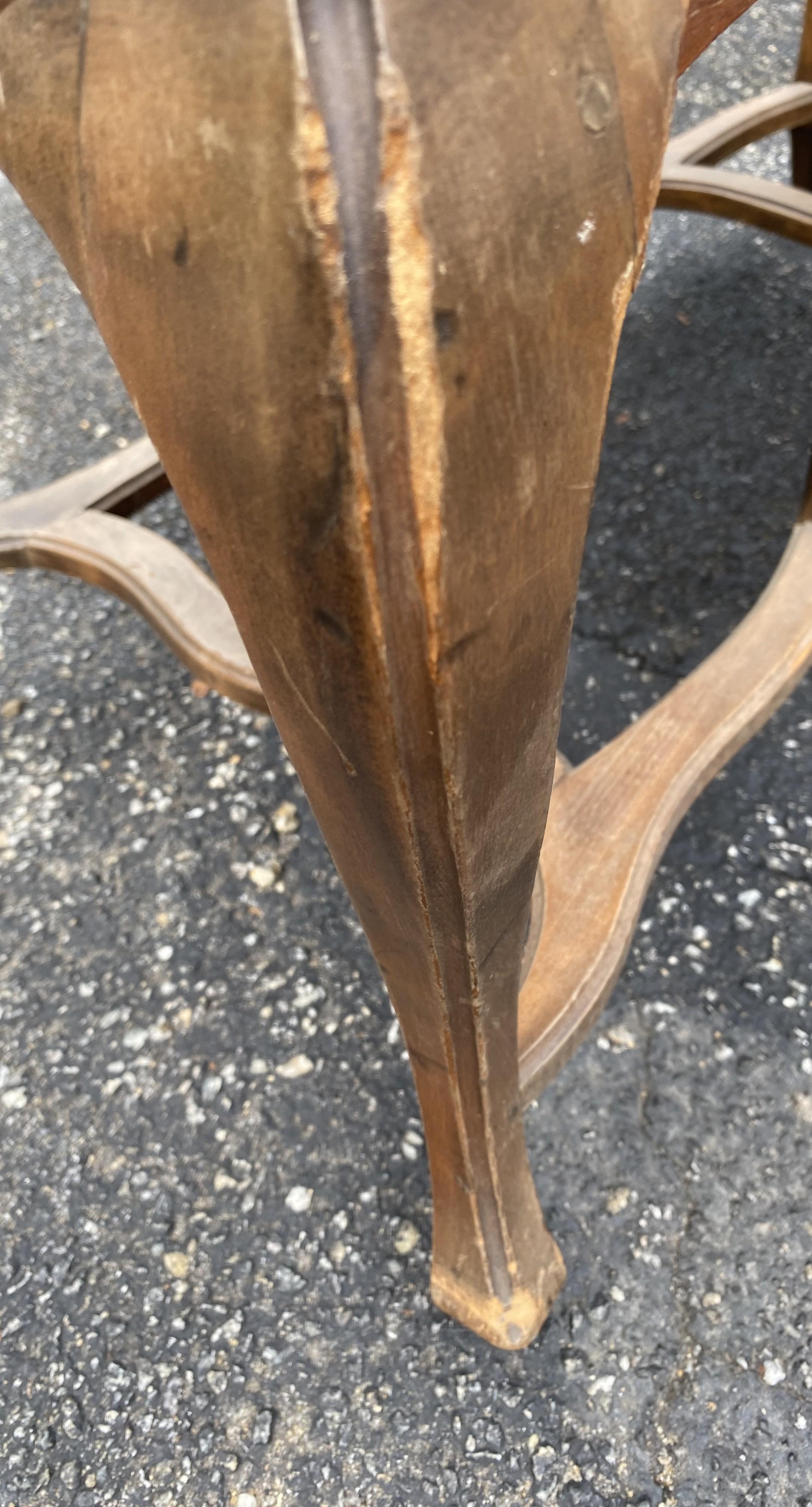 Set of Six French Country Walnut Dining Chairs with Rush Seats For Sale 7