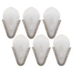 Set of Six French Deco Shell-Form Wall Sconces, circa 1930