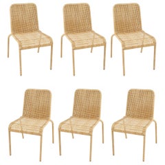 Set of Six French Design Rattan Chairs