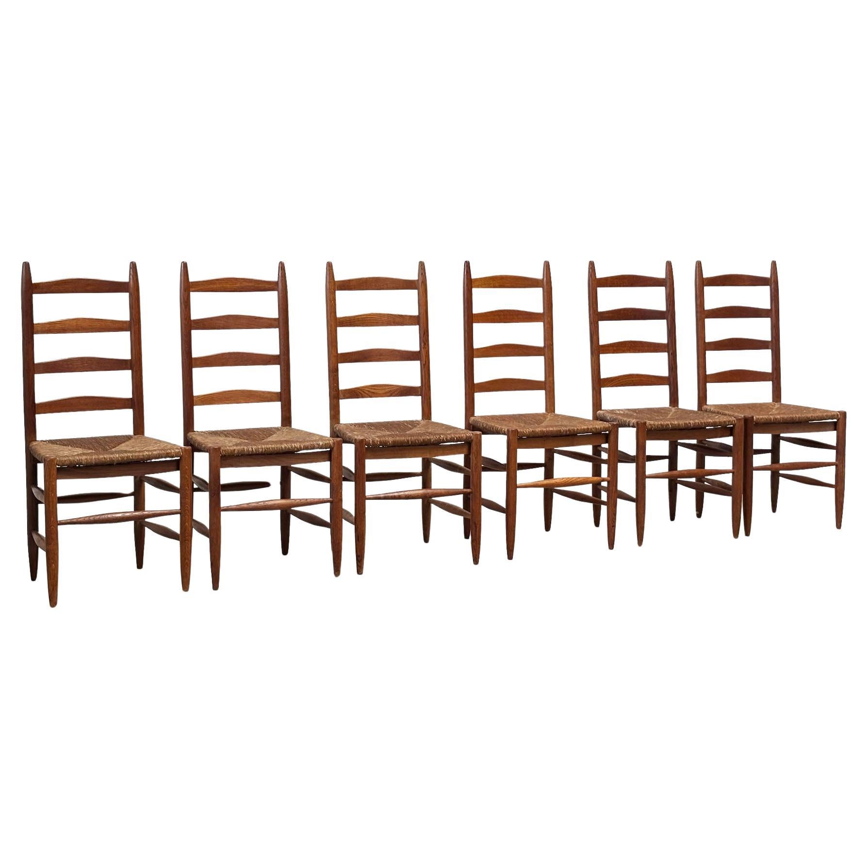 Set of six French dining chairs