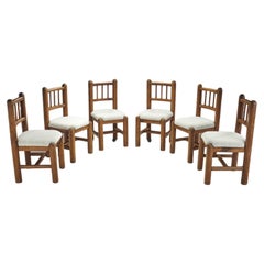 Set of Six French Dining Chairs with Upholstered Seats, France 1960s