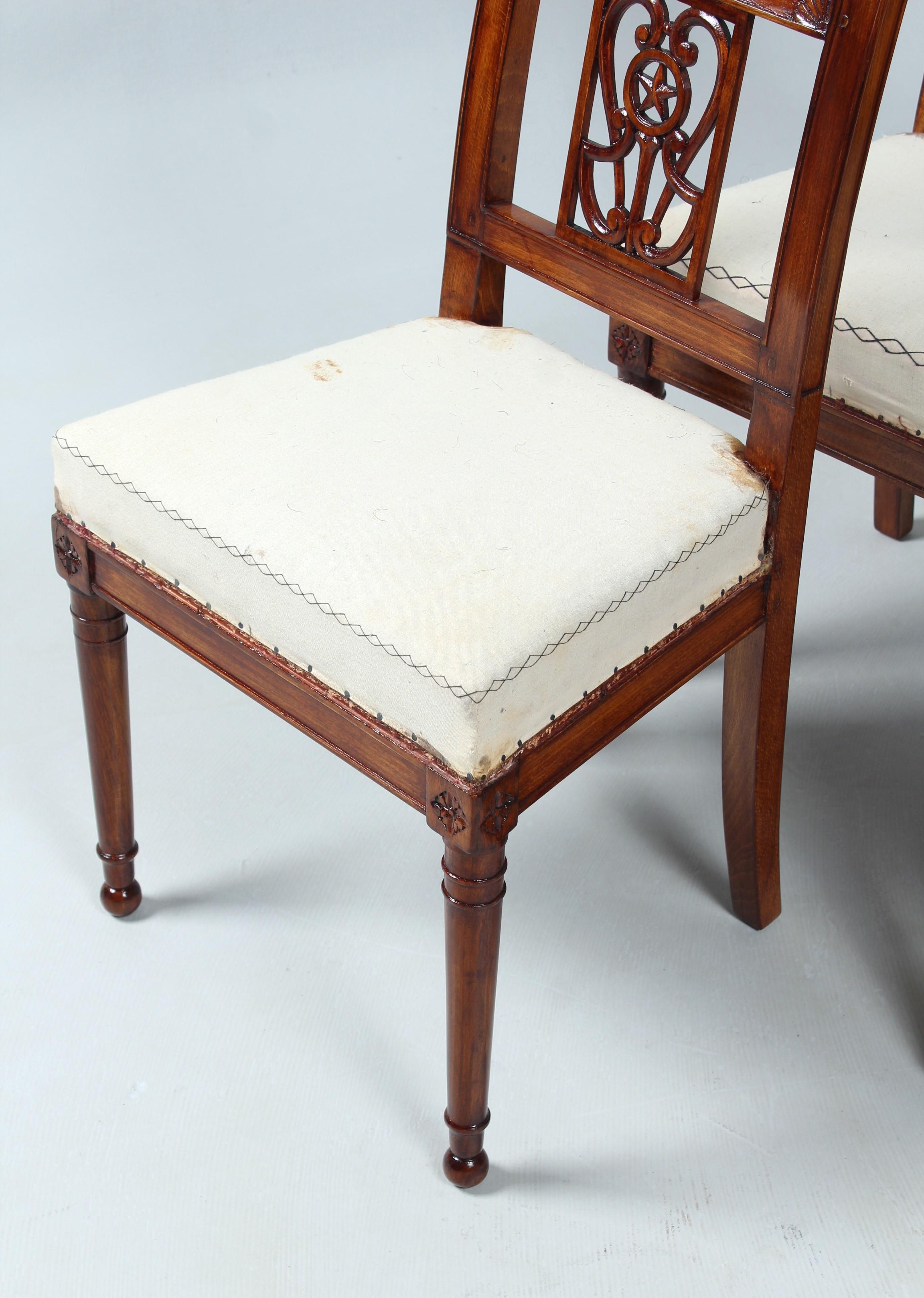 Set of Six French Directoire Chaires, signed J-E Coryn, circa 1800 In Good Condition For Sale In Greven, DE