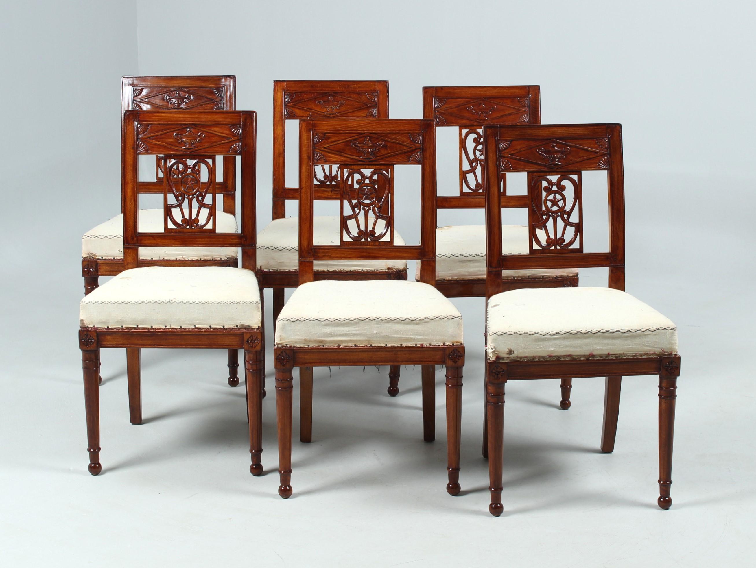 Set of Six French Directoire Chaires, signed J-E Coryn, circa 1800 For Sale 4
