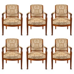 Set of Six French Early 19th Century Directoire Period Armchairs
