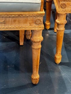 Set of Six French Empire Carved and Bleached Mahogany Dining Chairs