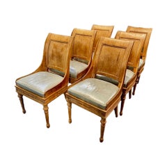 Ensemble de six chaises de salle à manger Empire en acajou sculpté et blanchi