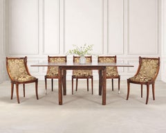 Juego de seis sillas de comedor tipo góndola de cisne de caoba del Imperio francés