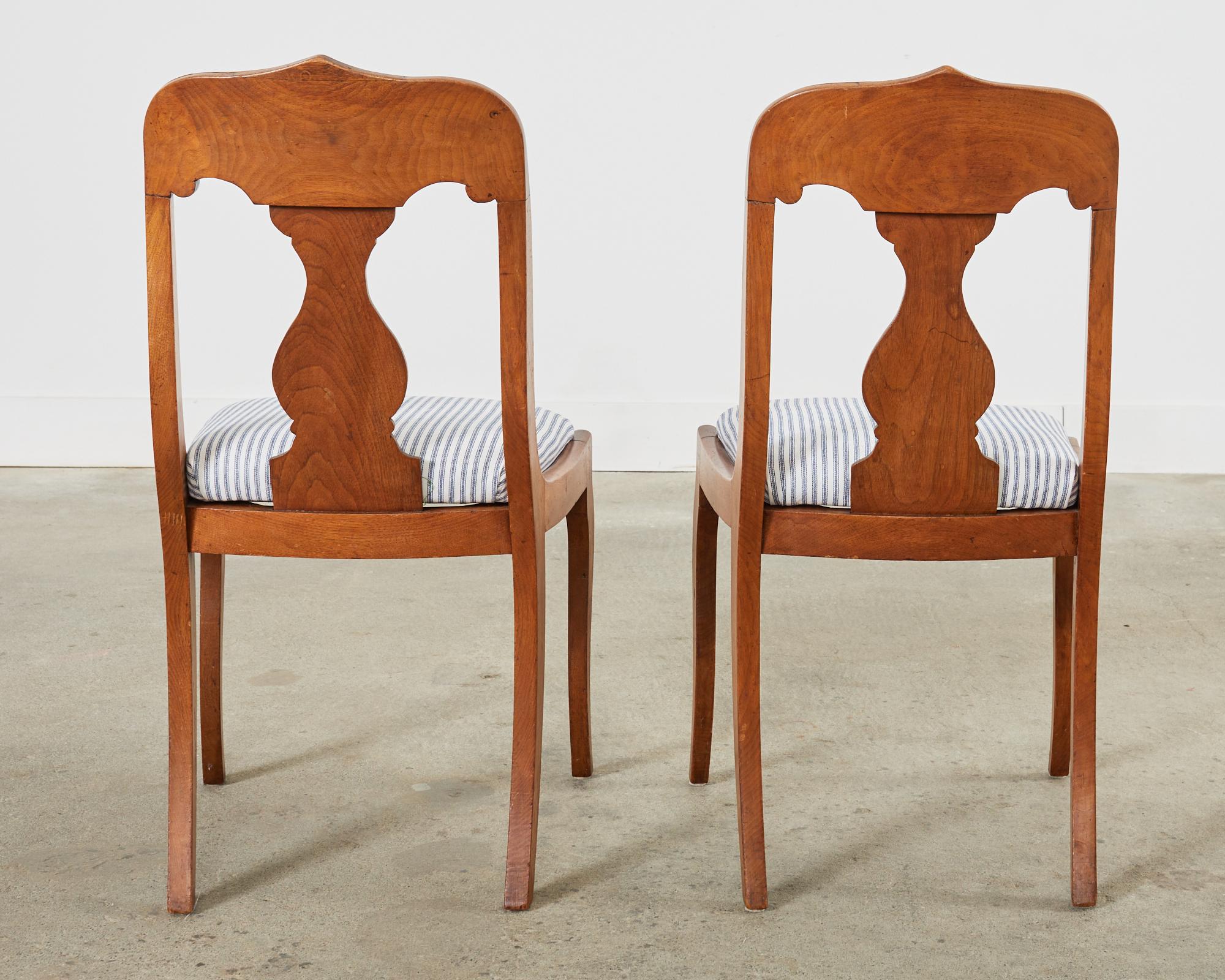 Set of Six French Empire Style Diminutive Walnut Dining Chairs For Sale 12