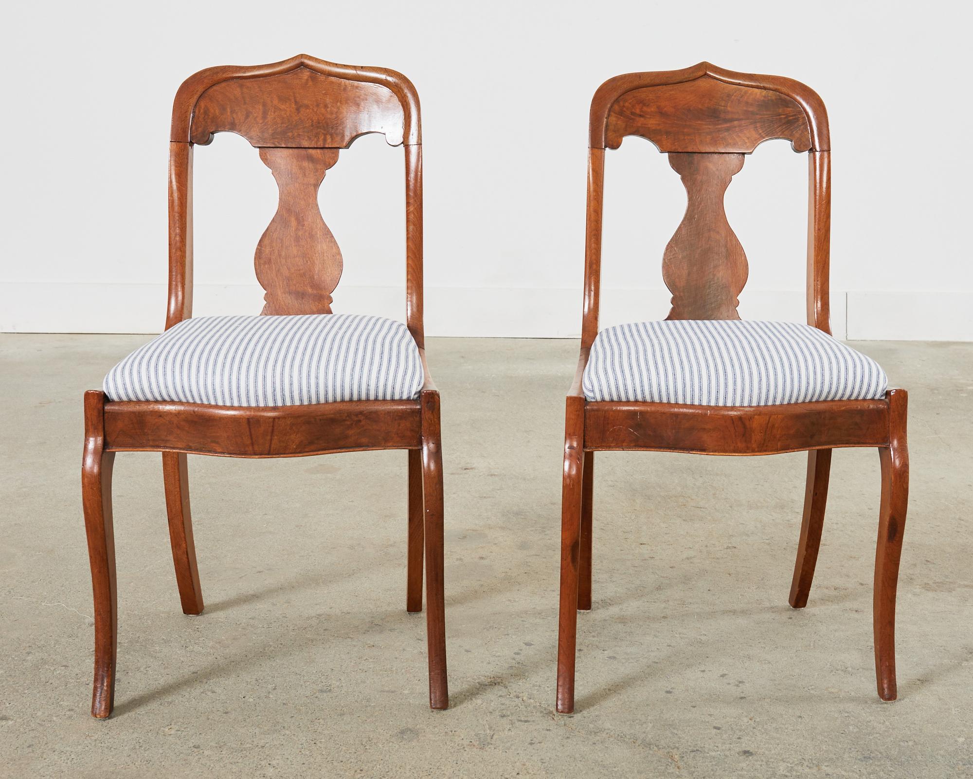 Set of Six French Empire Style Diminutive Walnut Dining Chairs In Good Condition For Sale In Rio Vista, CA
