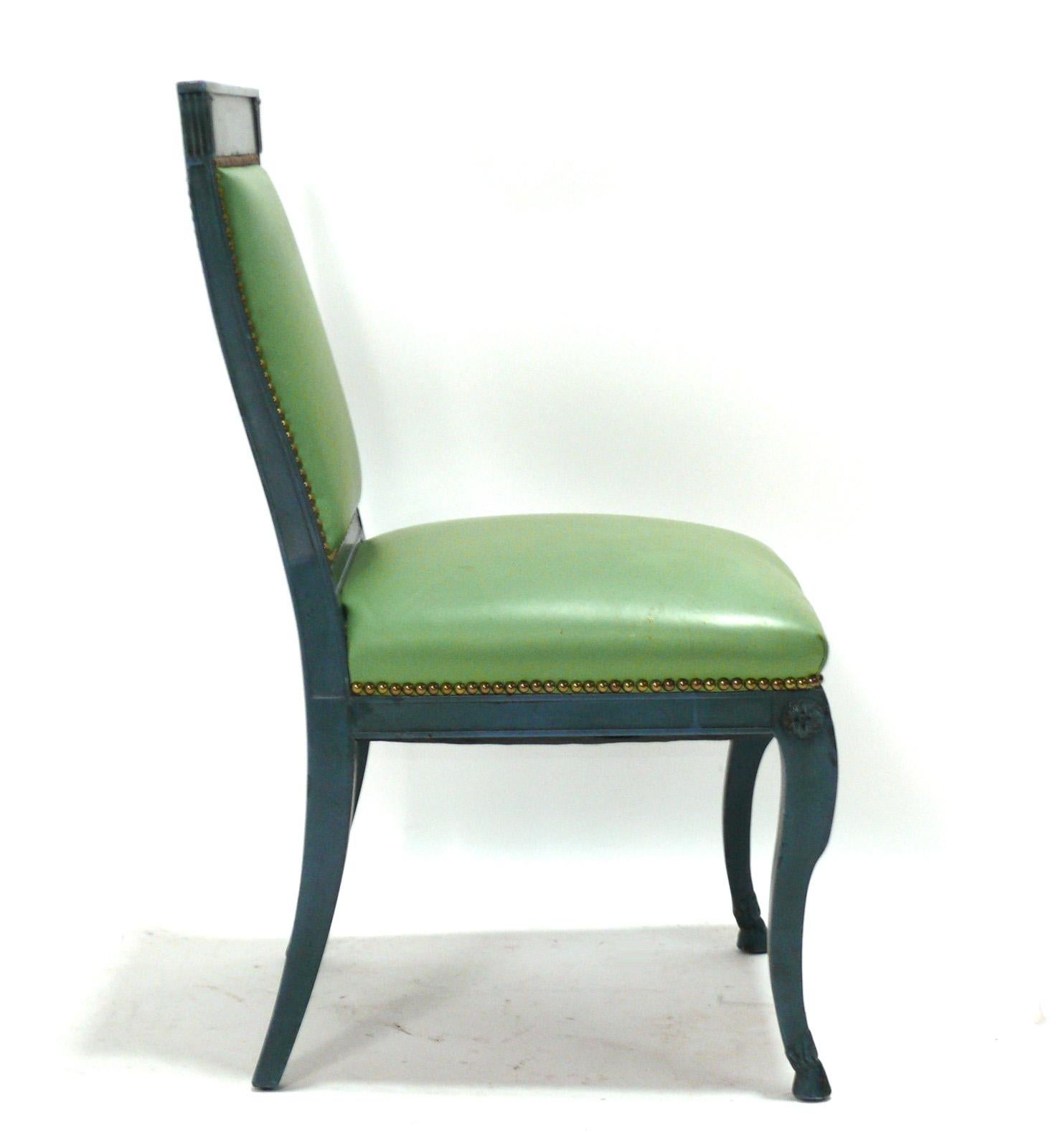 Satz von sechs Esszimmerstühlen im französischen Empire-Stil, neu lackiert in Ihrer Farbauswahl (Empire Revival) im Angebot