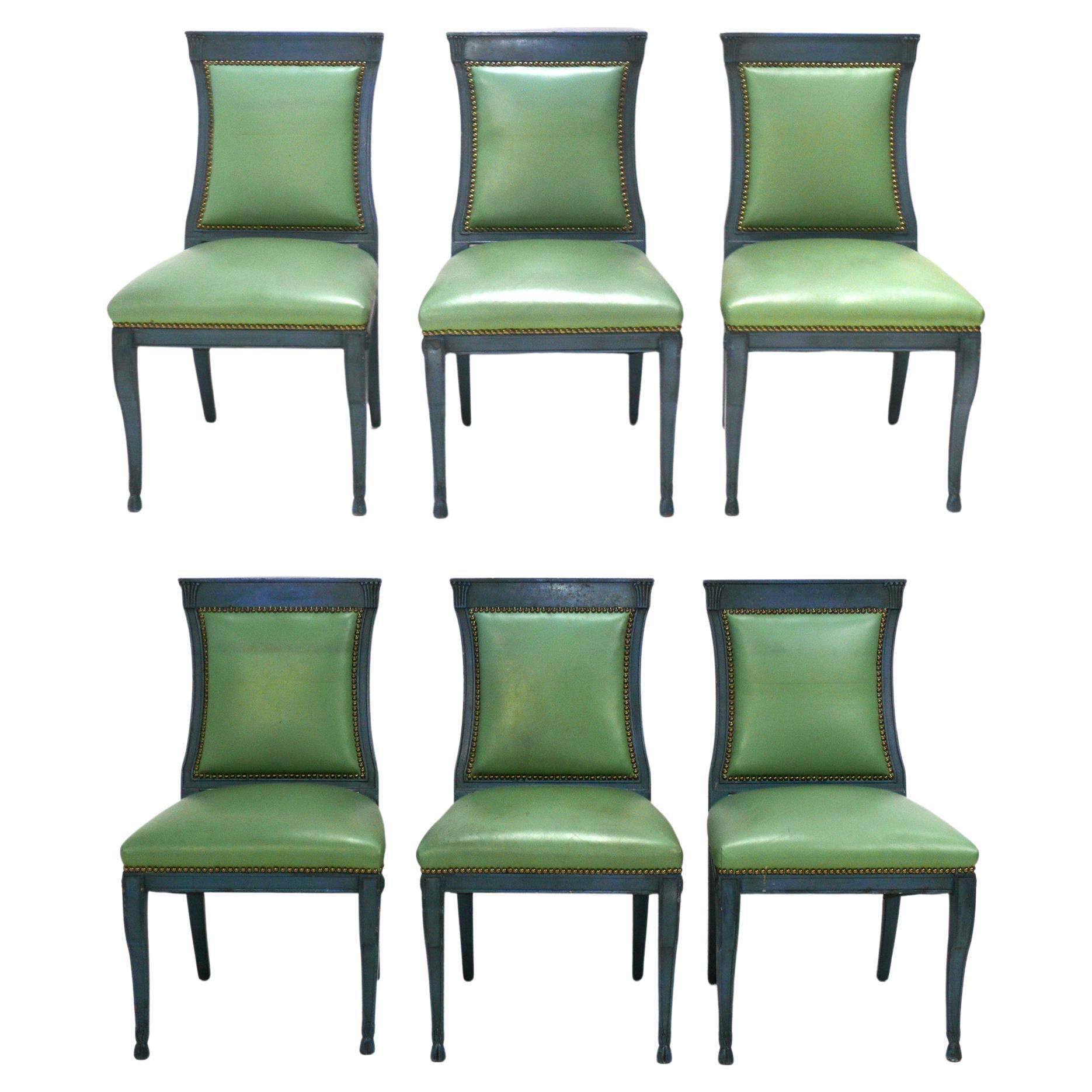 Ensemble de six chaises de salle à manger de style Empire français remises en état, coloris au choix