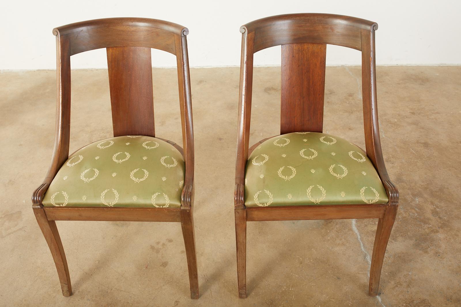 Set of Six French Empire Style Gondola Dining Chairs 6