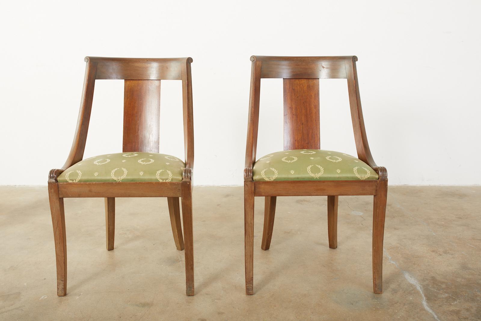 19th Century Set of Six French Empire Style Gondola Dining Chairs