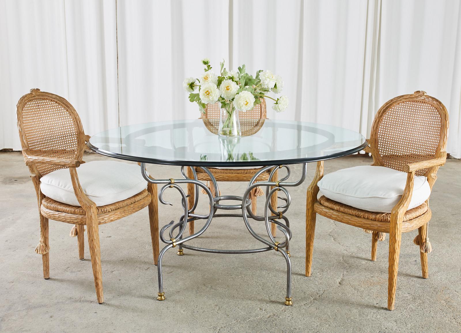 Set of Six French Faux Bois Cane Rush Dining Armchairs 5