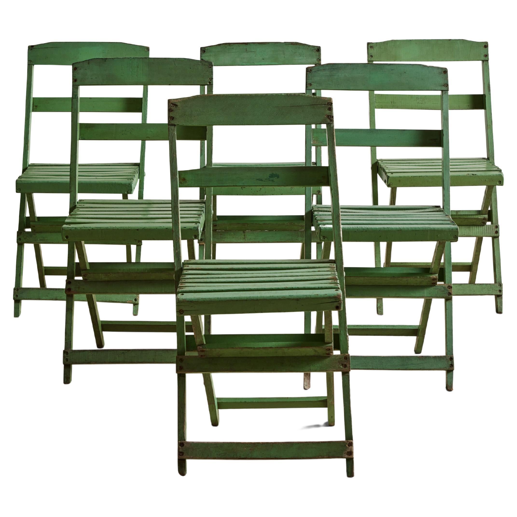 Set of Six French Folding Chairs
