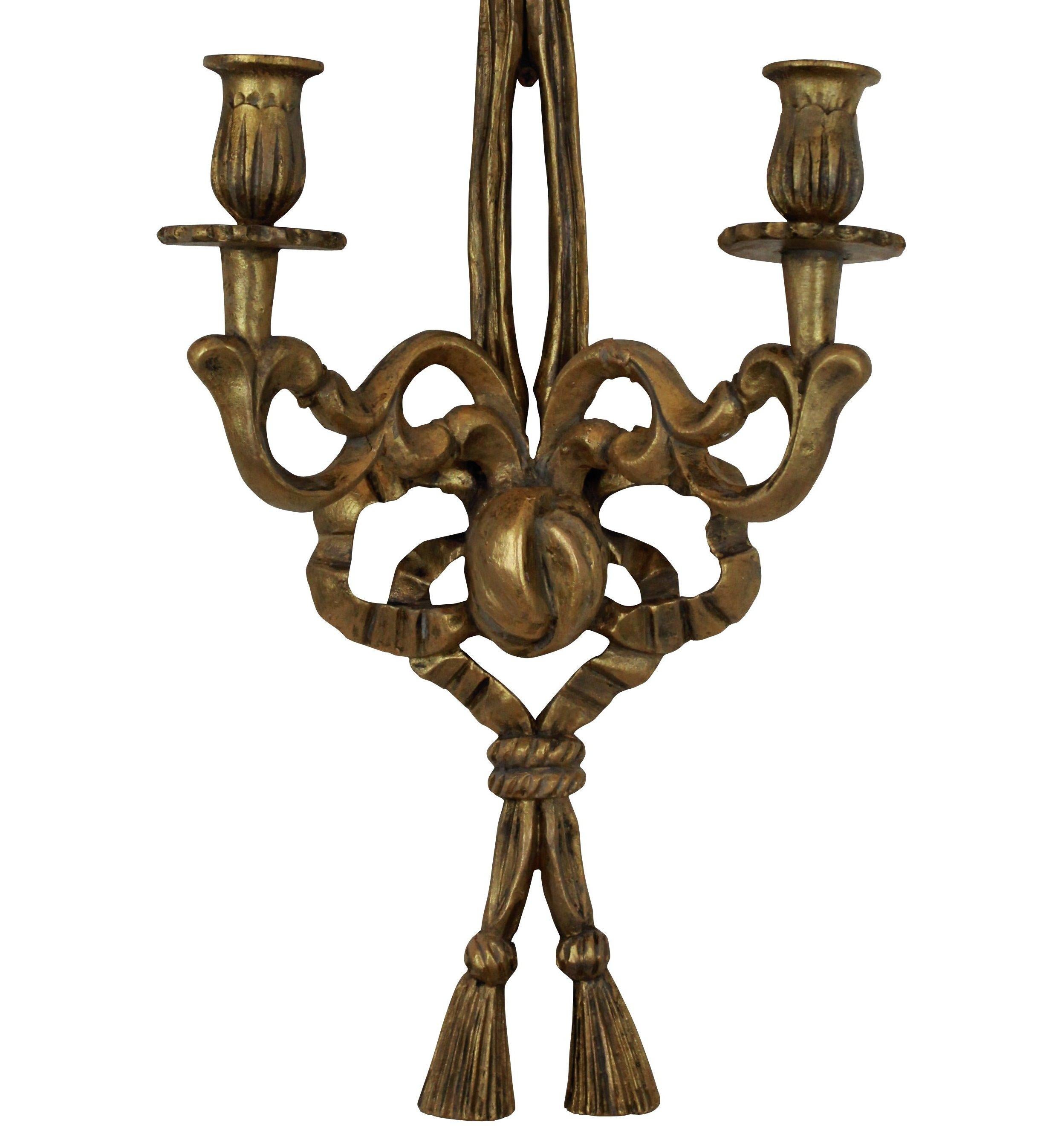 Set of Six French Giltwood Wall Sconces In Good Condition In Kent, Dover