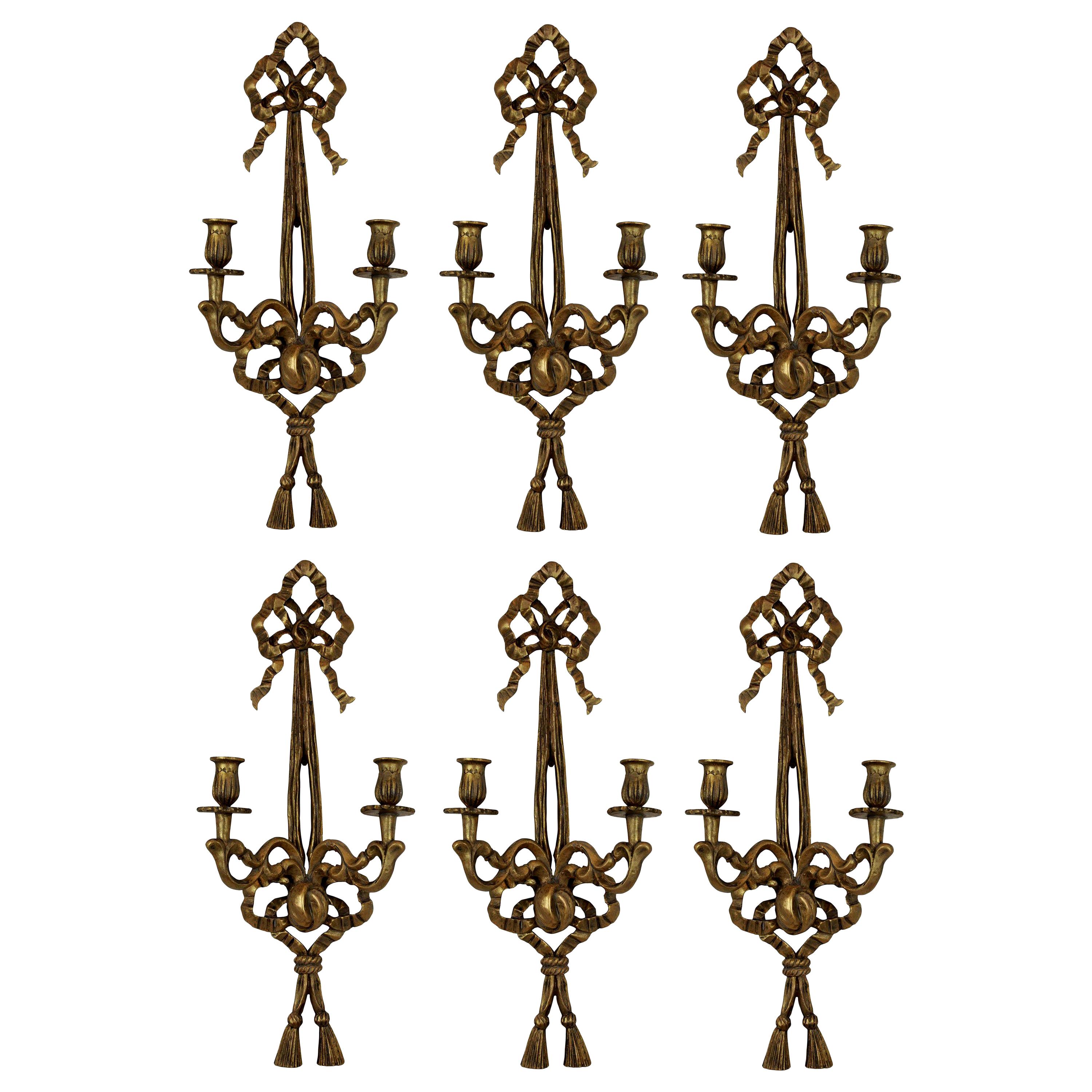 Set of Six French Giltwood Wall Sconces