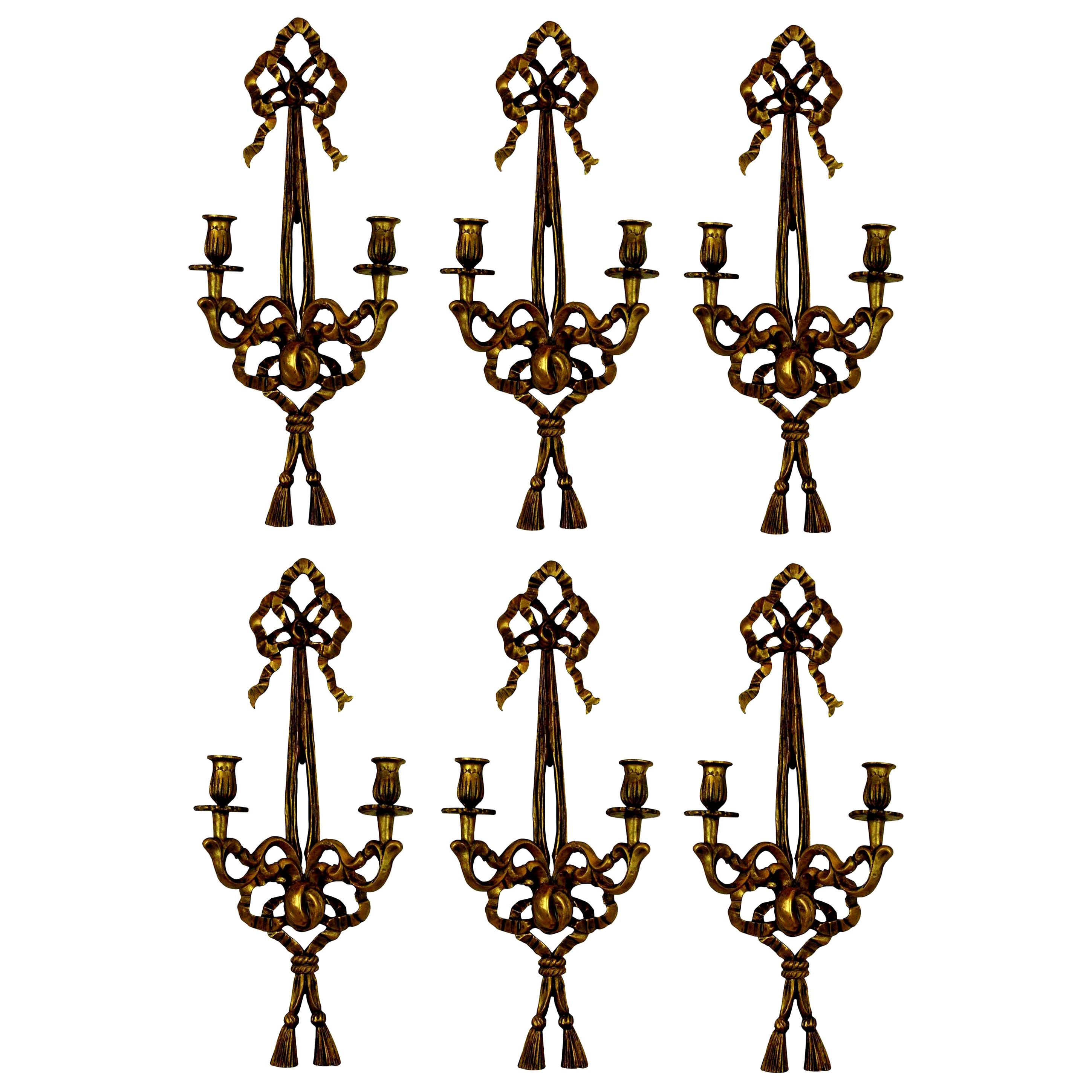 Set of Six French Giltwood Wall Sconces