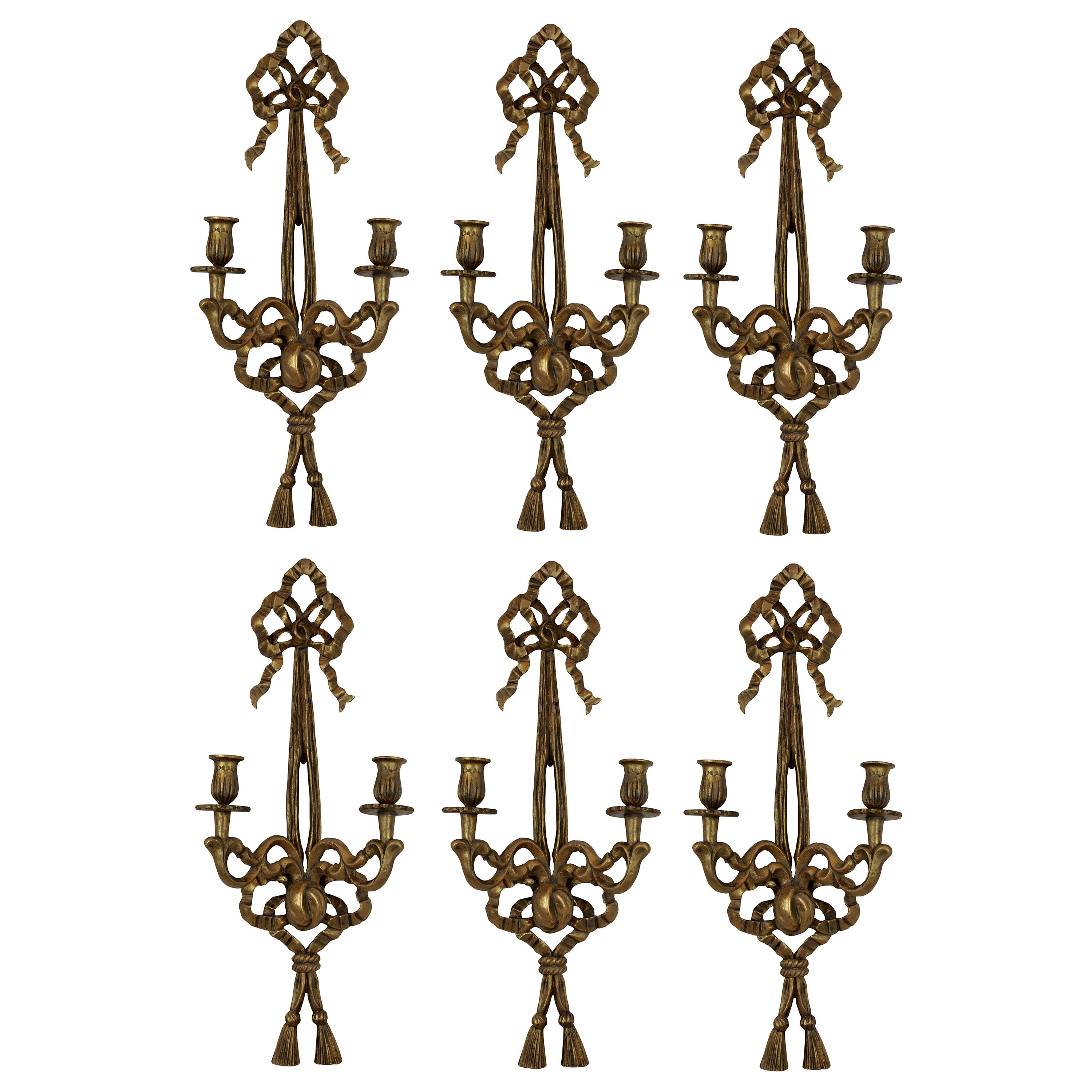 Set of Six French Giltwood Wall Sconces