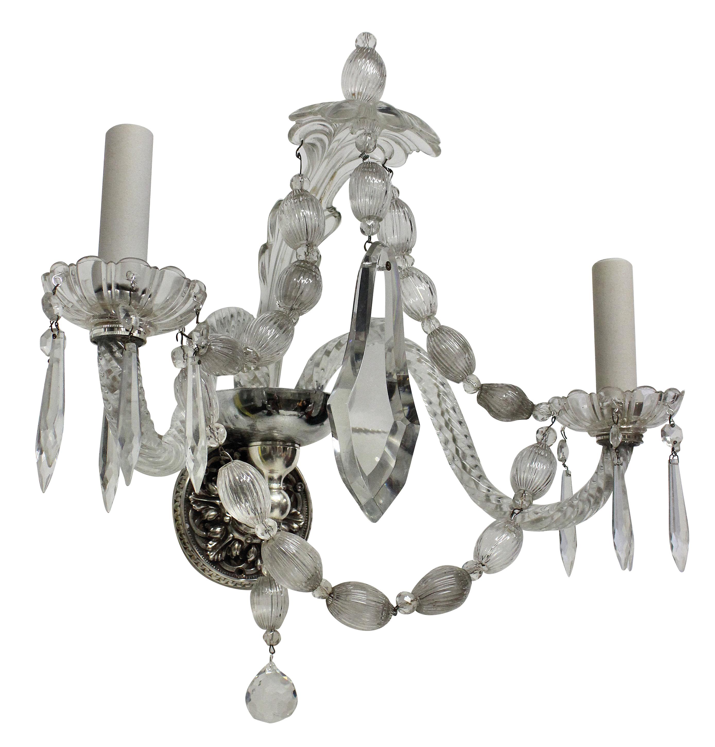 Early 20th Century Set of Six French Glass Wall Sconces