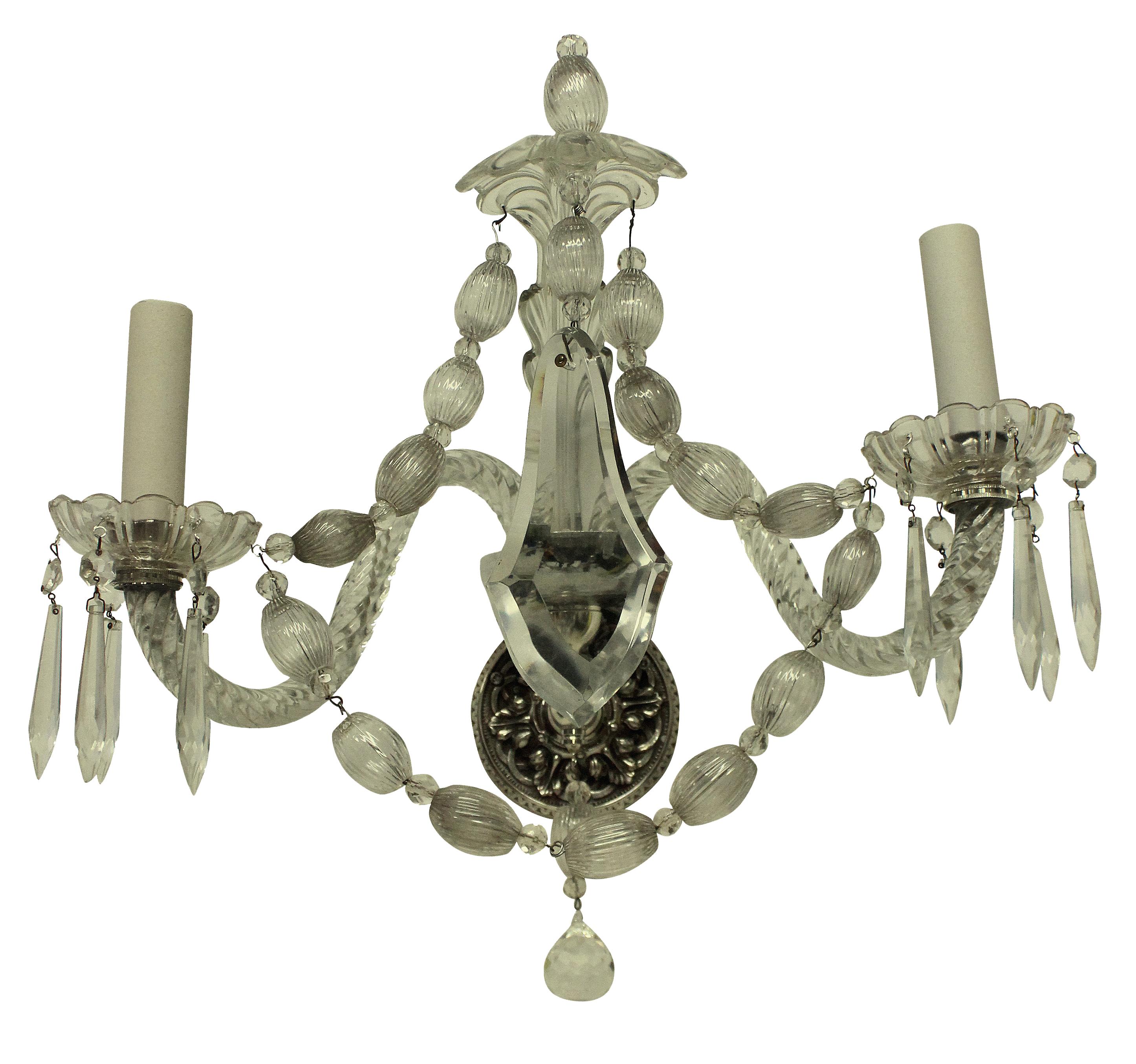 Early 20th Century Set of Six French Glass Wall Sconces