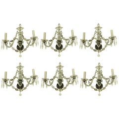 Set of Six French Glass Wall Sconces