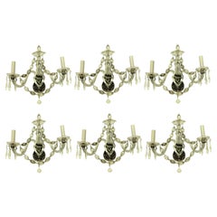 Set of Six French Glass Wall Sconces