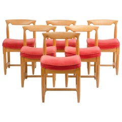 Set of Six French Guillerme et Chambron Dining Chairs, circa 1960