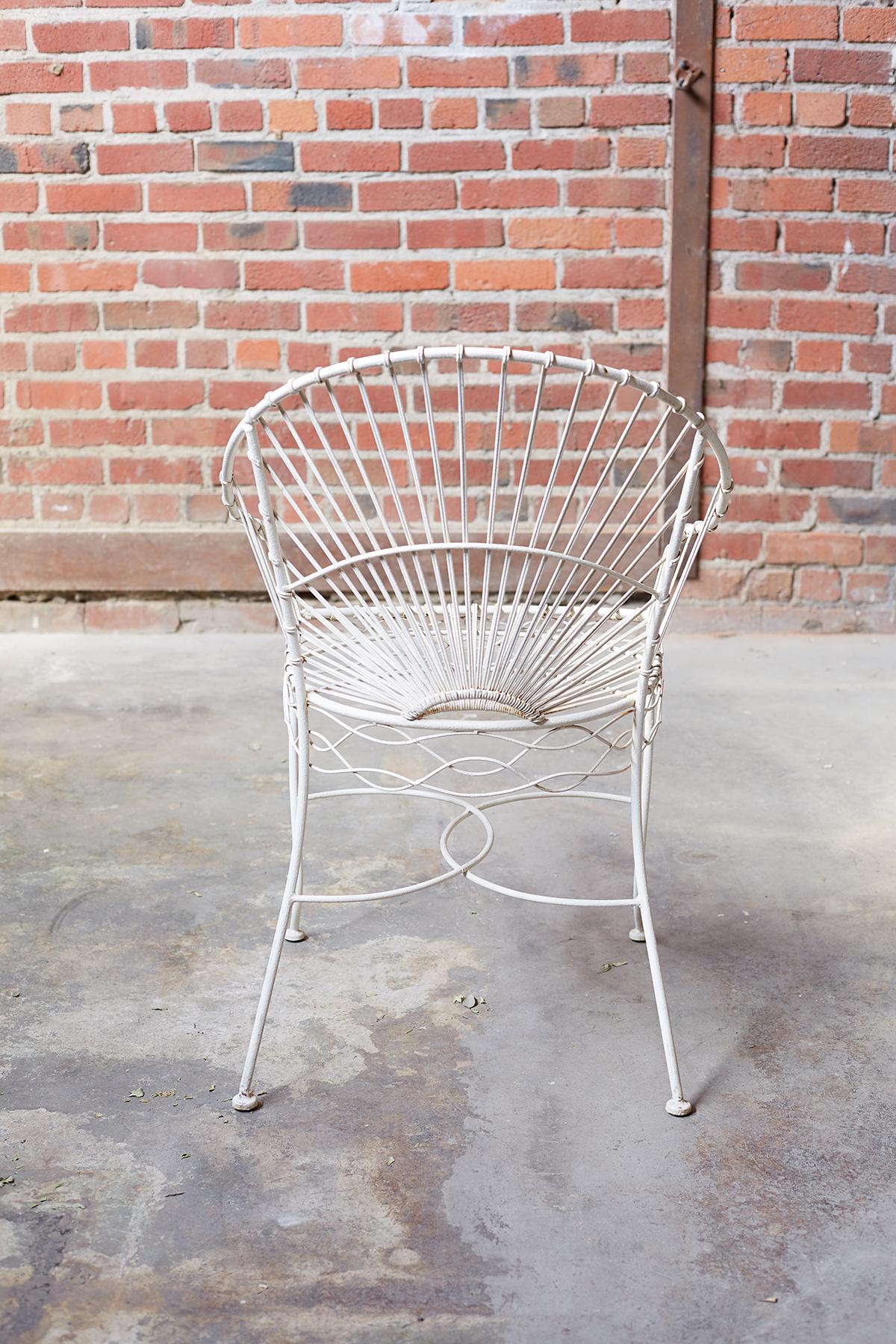 20th Century Set of Six French Iron and Wire Garden Chairs