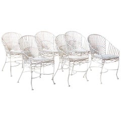 Set of Six French Iron and Wire Garden Chairs