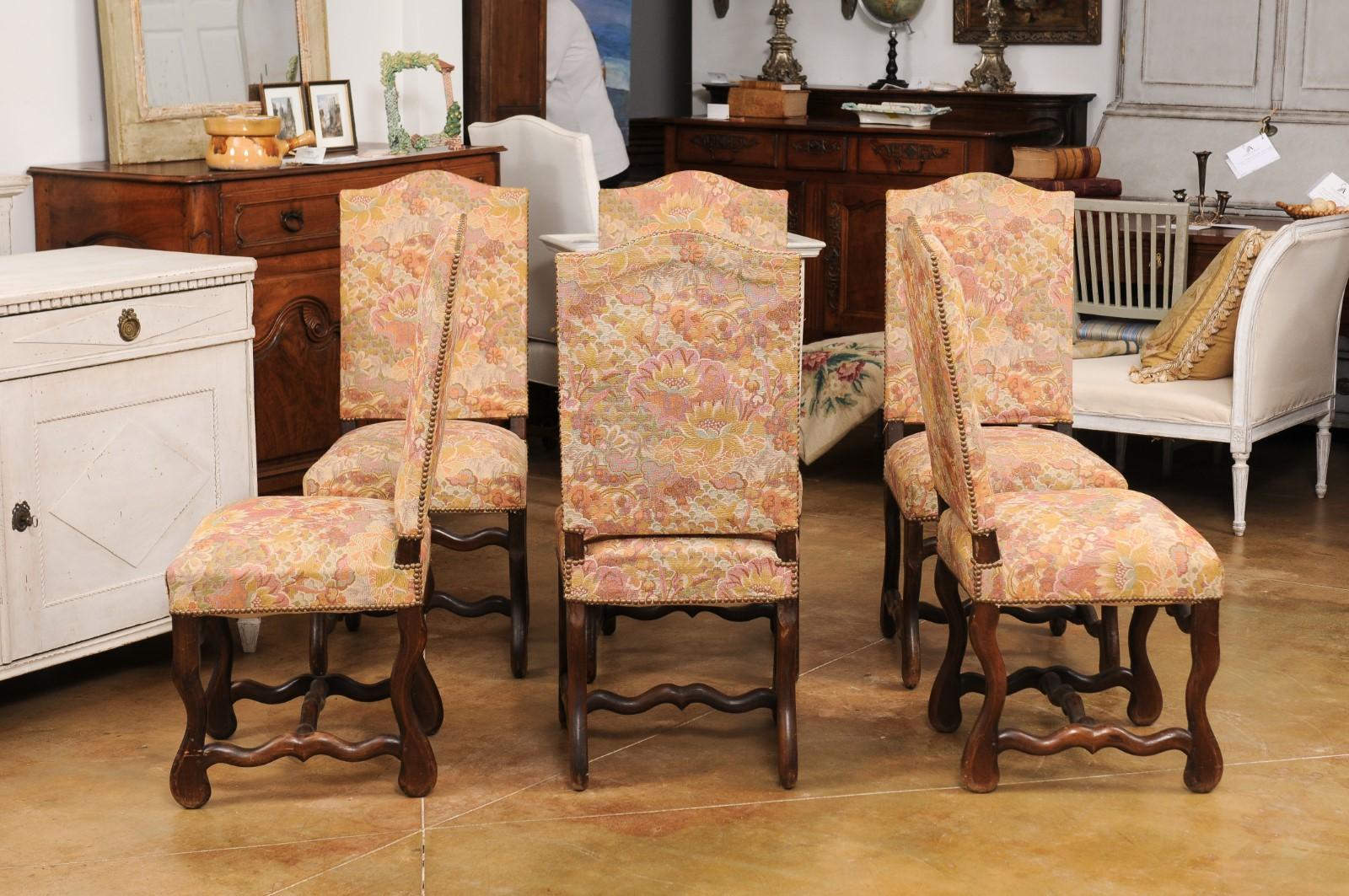 Set of Six French Louis XIII Style 19th Century Dining Room Side Chairs For Sale 5