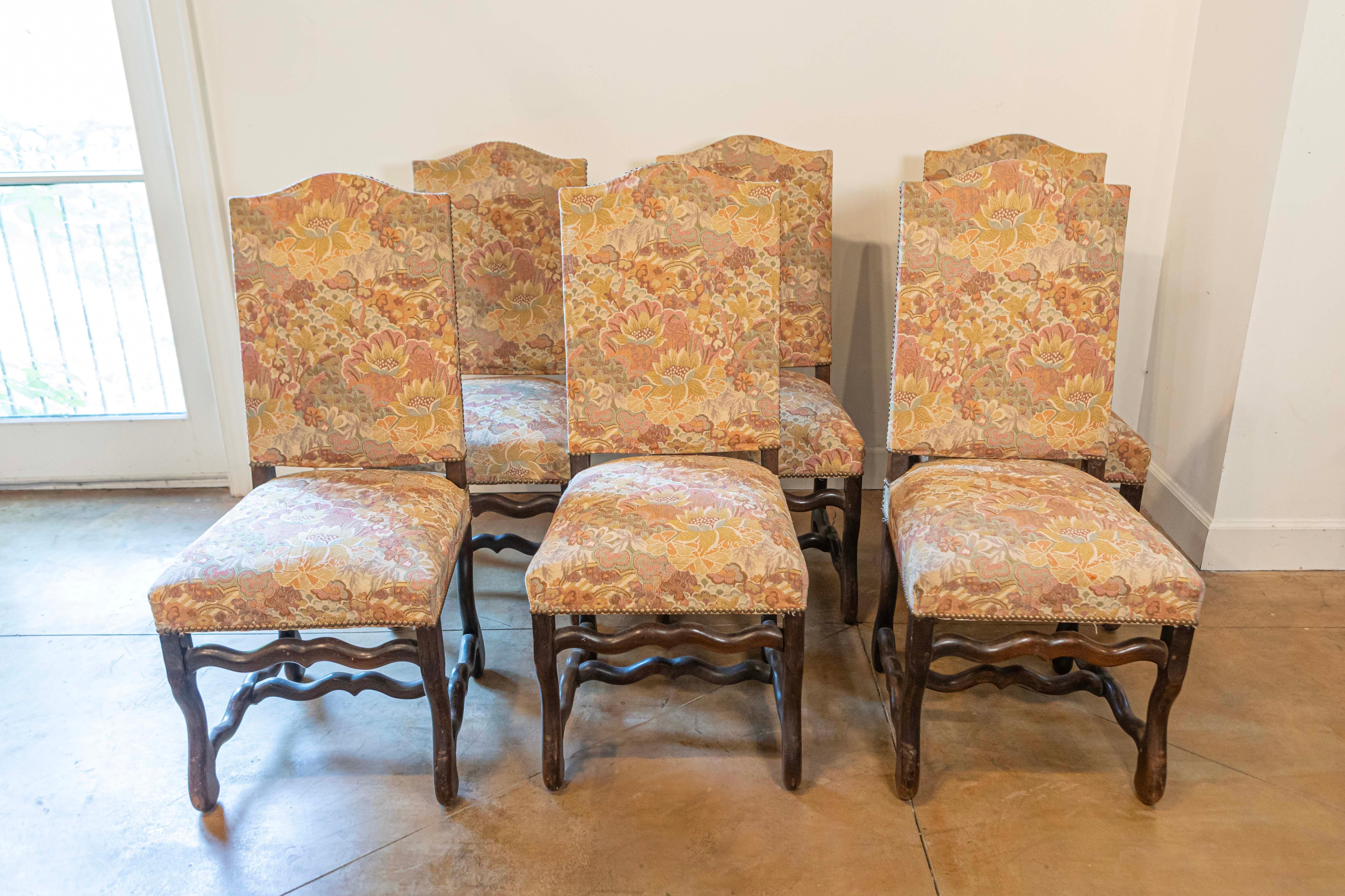 Set of Six French Louis XIII Style 19th Century Dining Room Side Chairs For Sale 5