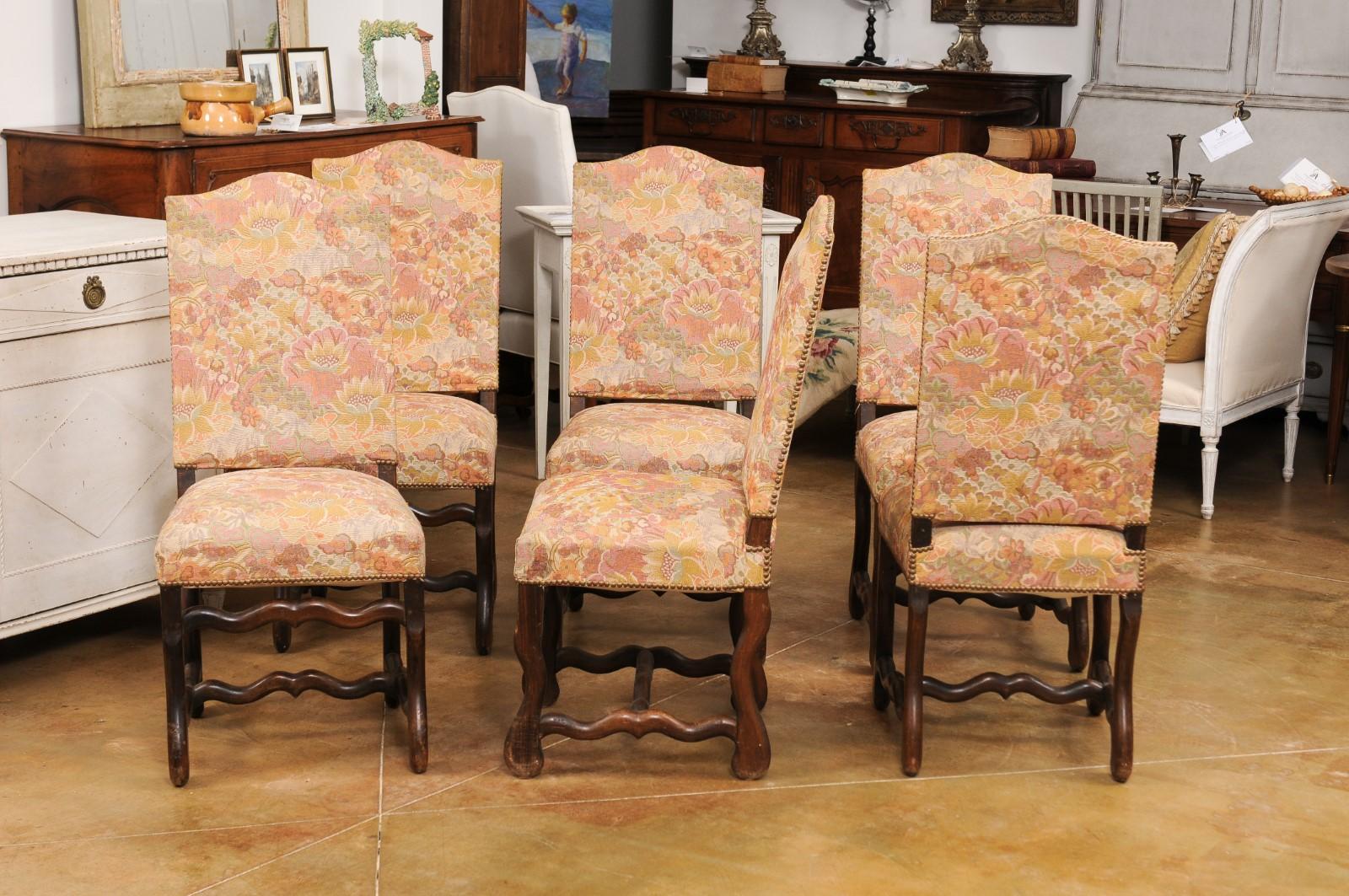 Set of Six French Louis XIII Style 19th Century Dining Room Side Chairs For Sale 6