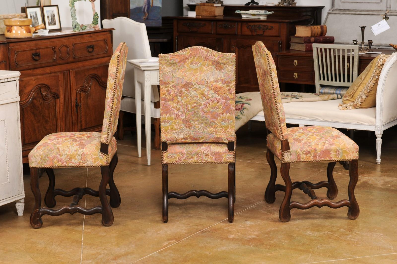 Set of Six French Louis XIII Style 19th Century Dining Room Side Chairs For Sale 7