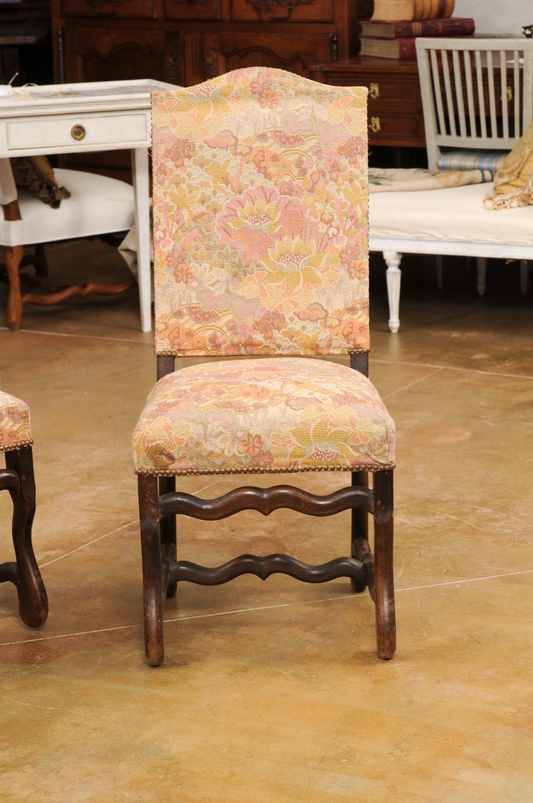 Set of Six French Louis XIII Style 19th Century Dining Room Side Chairs For Sale 2