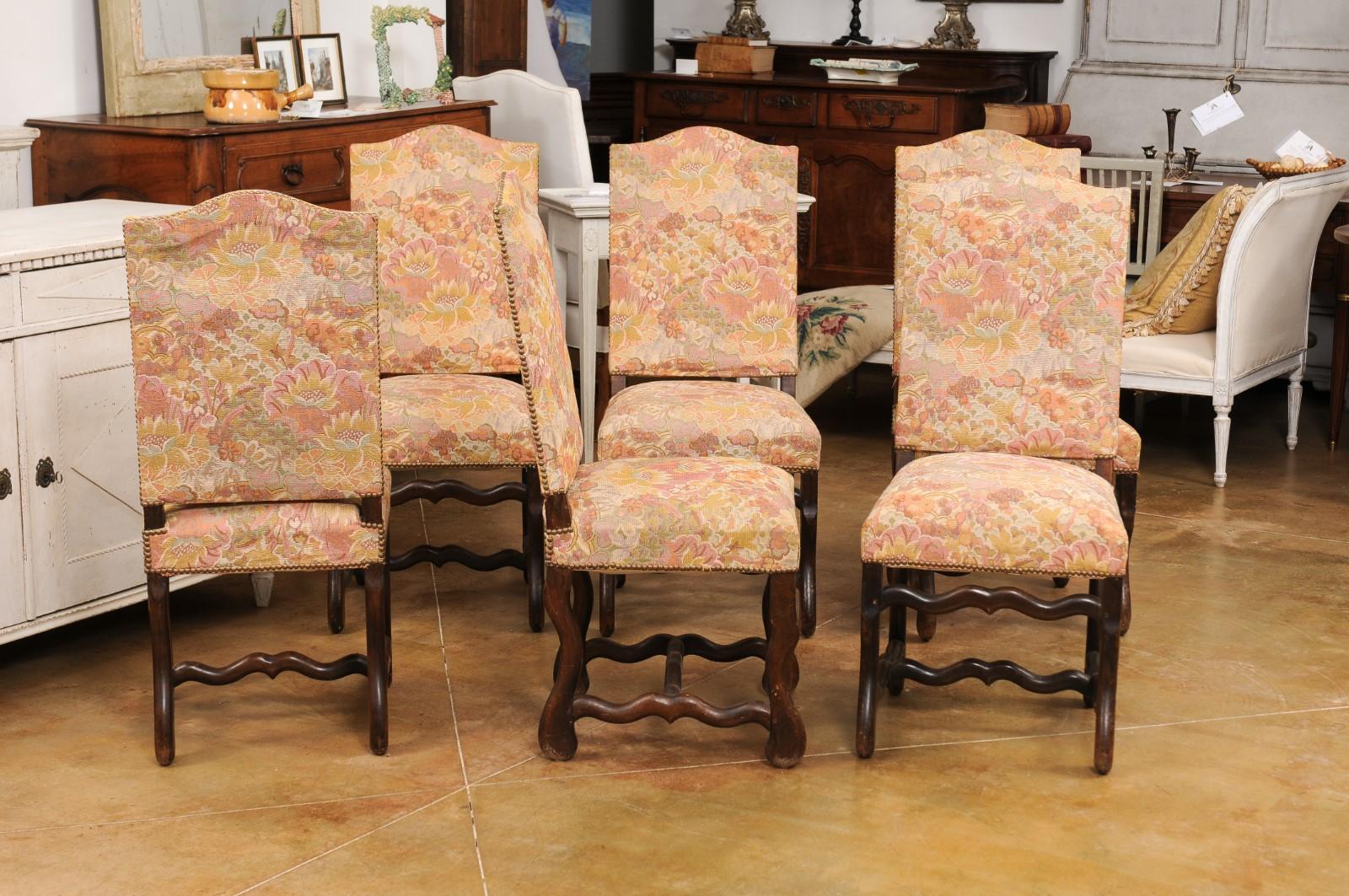 Set of Six French Louis XIII Style 19th Century Dining Room Side Chairs For Sale 4