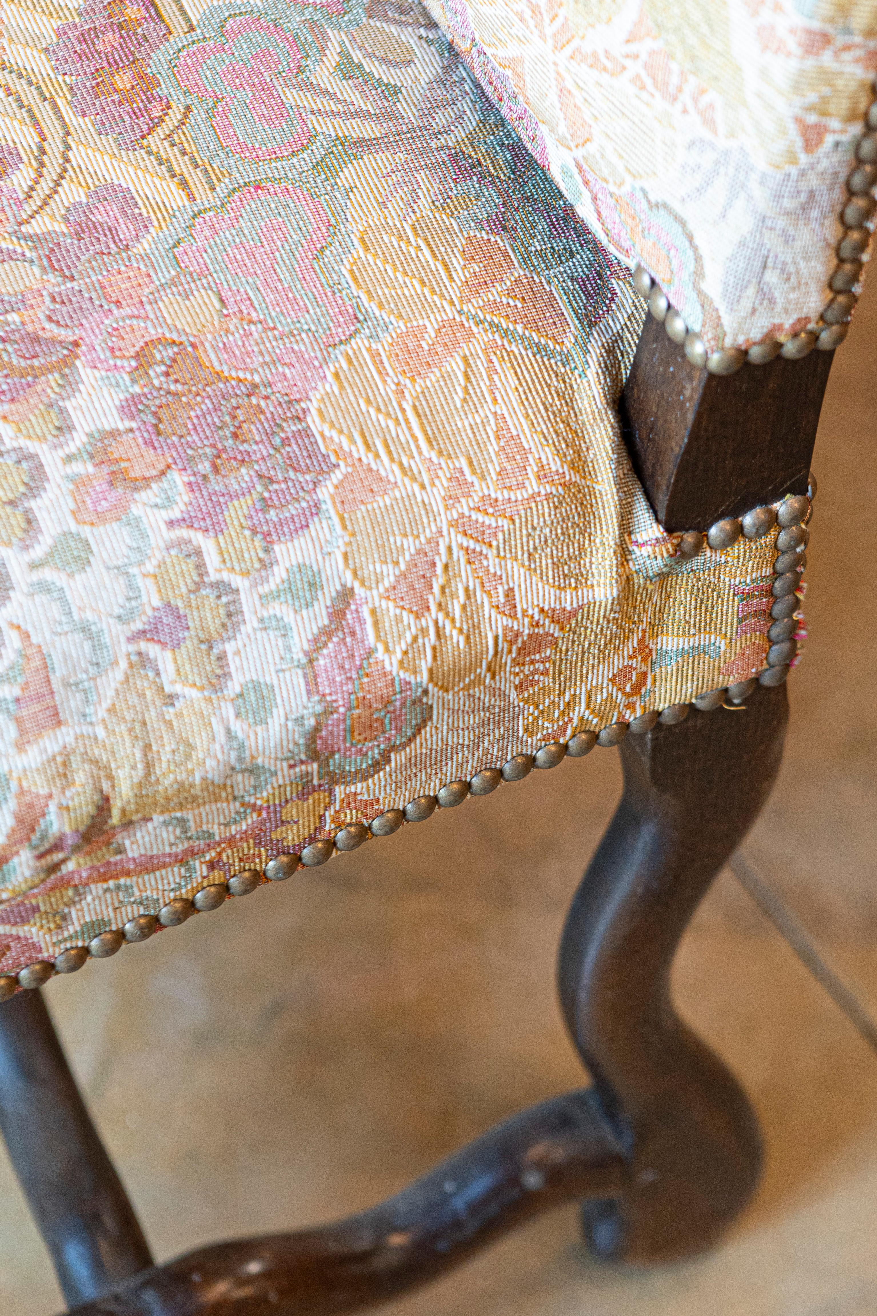 Set of Six French Louis XIII Style 19th Century Dining Room Side Chairs For Sale 4