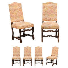 Antique Set of Six French Louis XIII Style 19th Century Dining Room Side Chairs