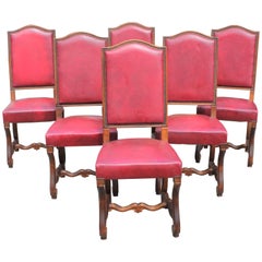 Set of Six French Louis XIII Style Os de Mouton Dining Chairs, circa 1880s