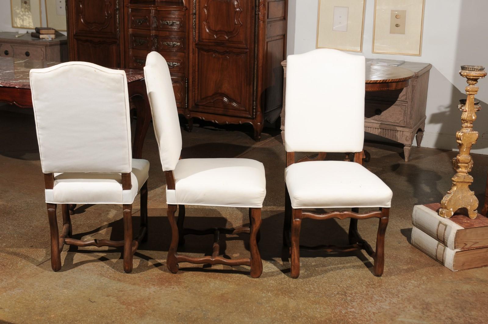 Set of Six French Louis XIII Style Walnut Os de Mouton Upholstered Dining Chairs 5