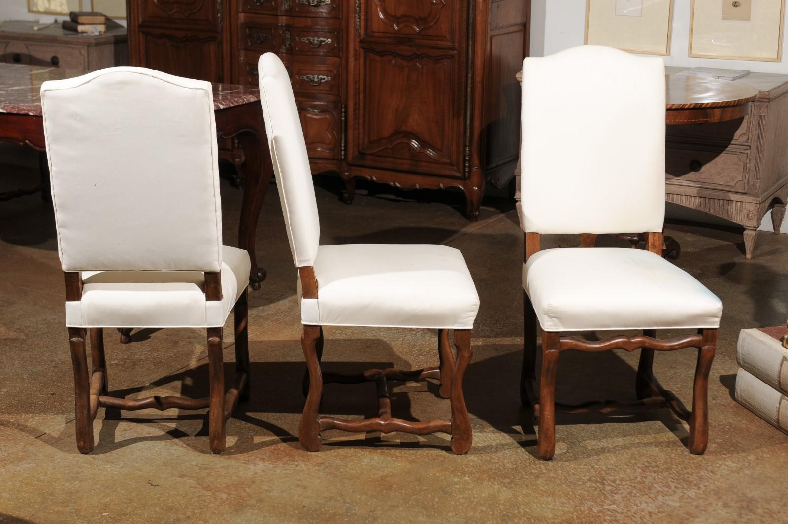 Set of Six French Louis XIII Style Walnut Os de Mouton Upholstered Dining Chairs 1