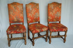 French Louis XIII Walnut Turned Legs Side Chairs