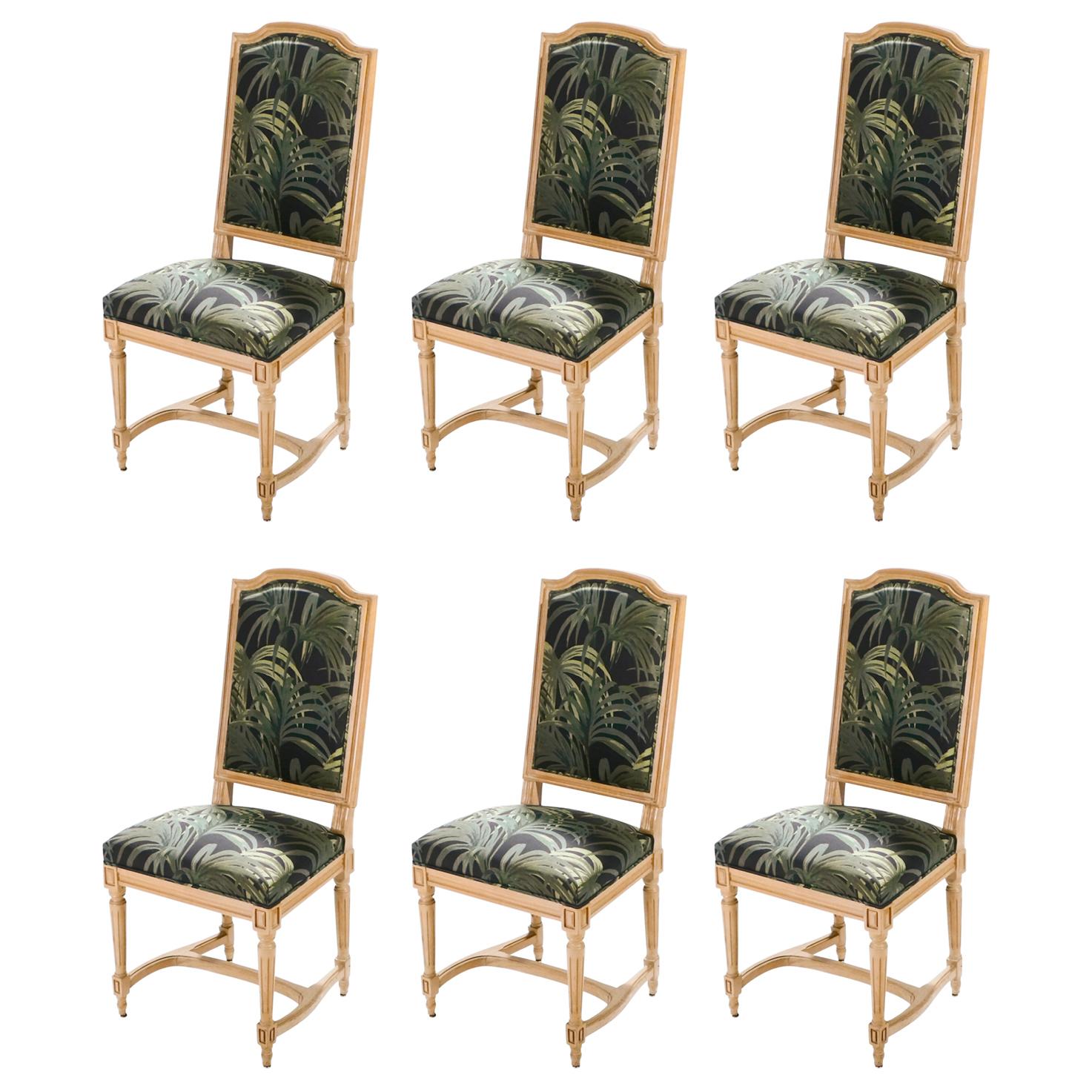 Set of Six French Louis XV Style Chairs, 1950s