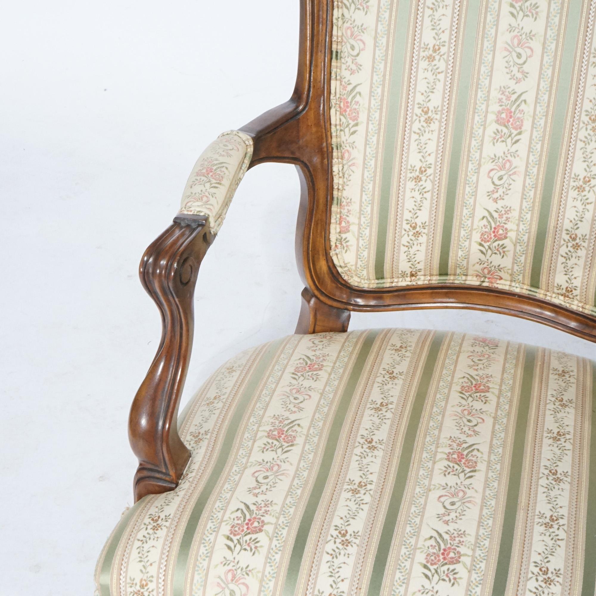Set of Six French Louis XV Style Walnut Arm Chairs by Kindel, 20th Century For Sale 7