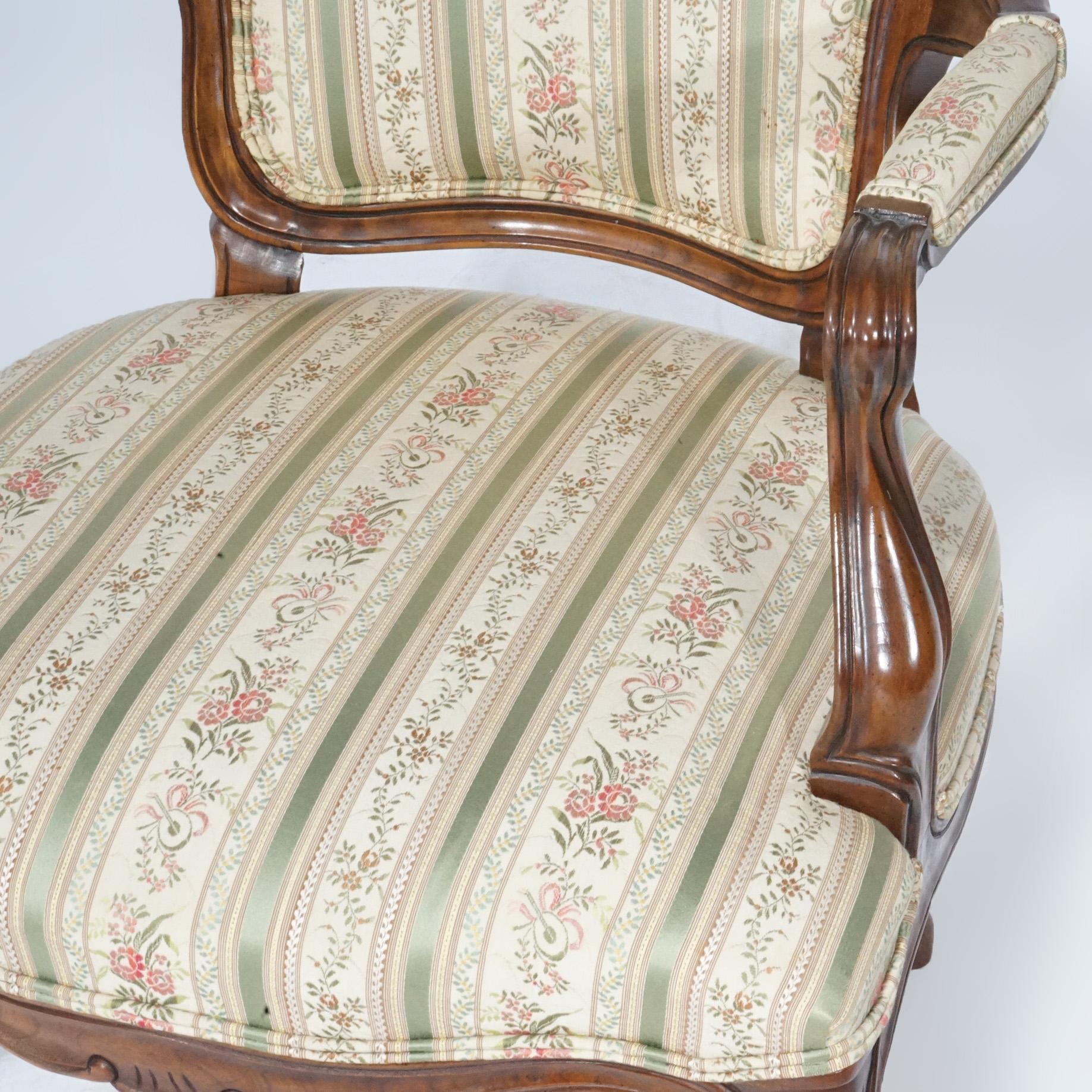 Set of Six French Louis XV Style Walnut Arm Chairs by Kindel, 20th Century For Sale 8