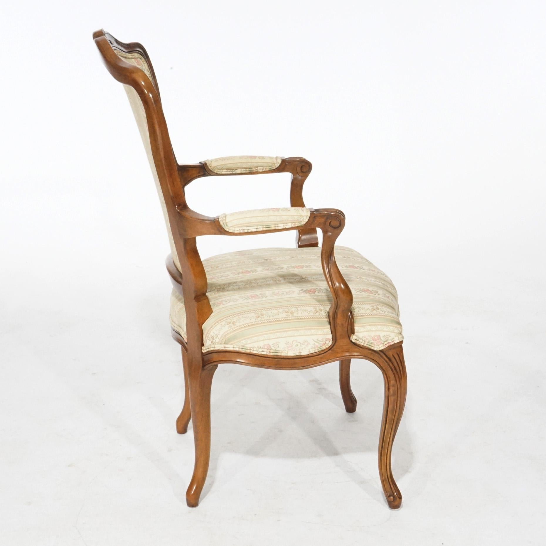 Set of Six French Louis XV Style Walnut Arm Chairs by Kindel, 20th Century For Sale 2