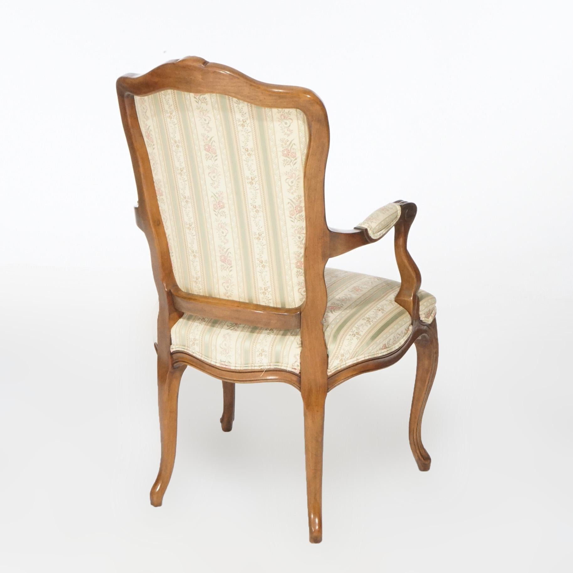 Set of Six French Louis XV Style Walnut Arm Chairs by Kindel, 20th Century For Sale 3