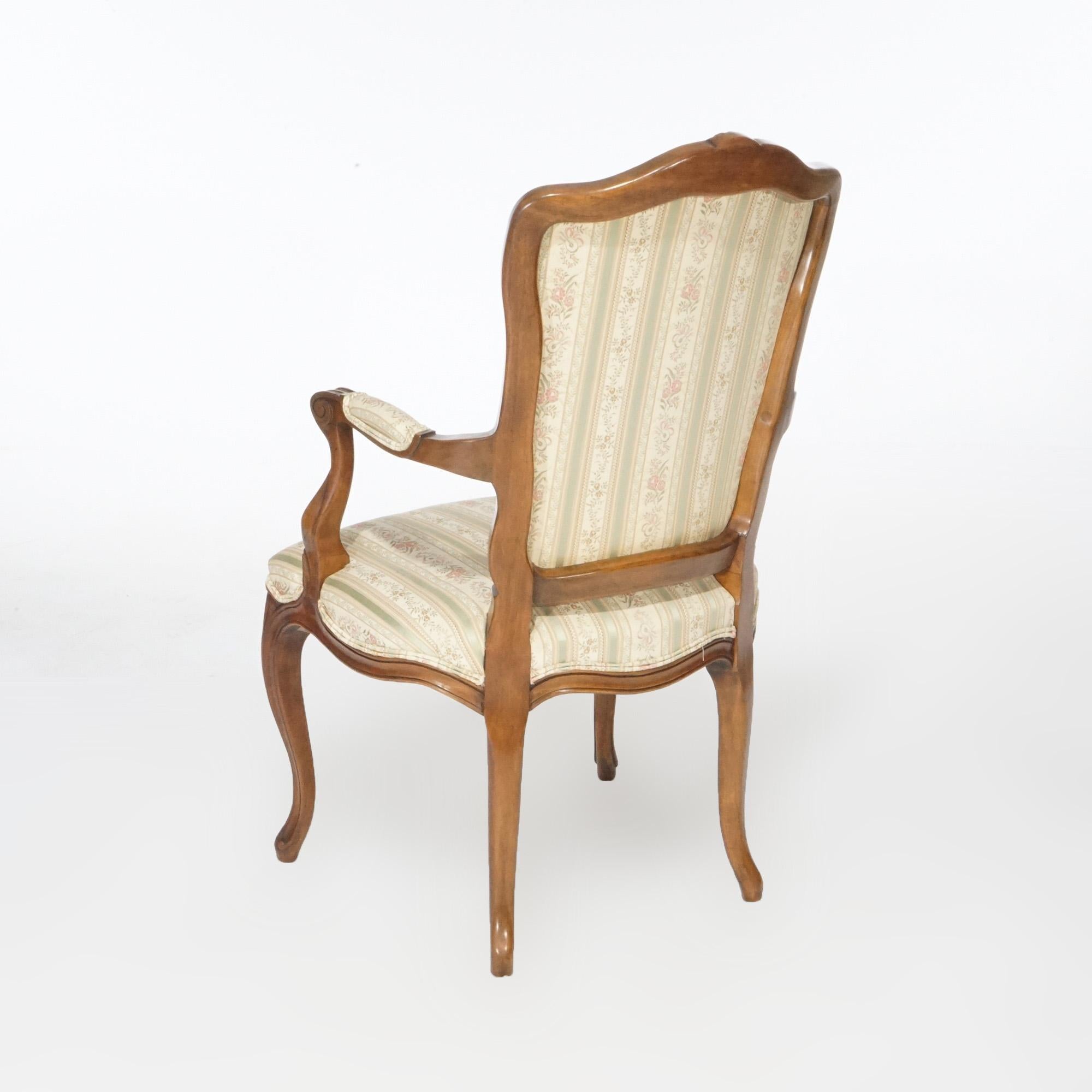 Set of Six French Louis XV Style Walnut Arm Chairs by Kindel, 20th Century For Sale 4